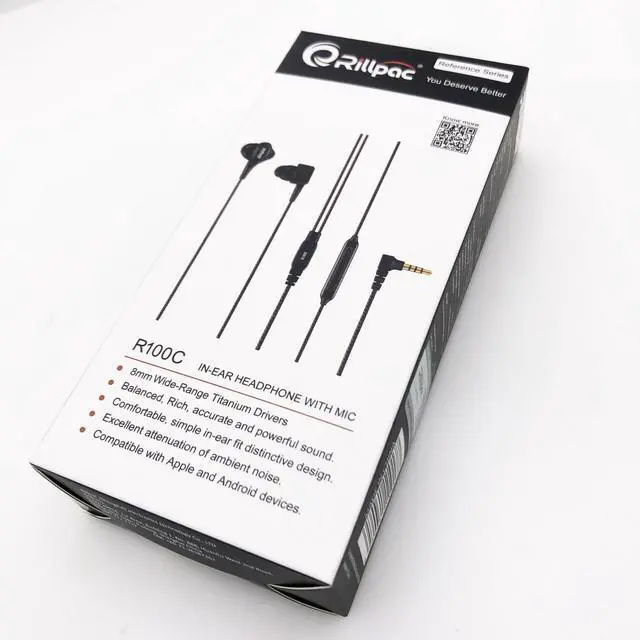 Alt view image 2 of 5 - Rillpac R100C Titanium Dynamic Driver Noise Isolating in-Ear Headphones Reference Series Earphones