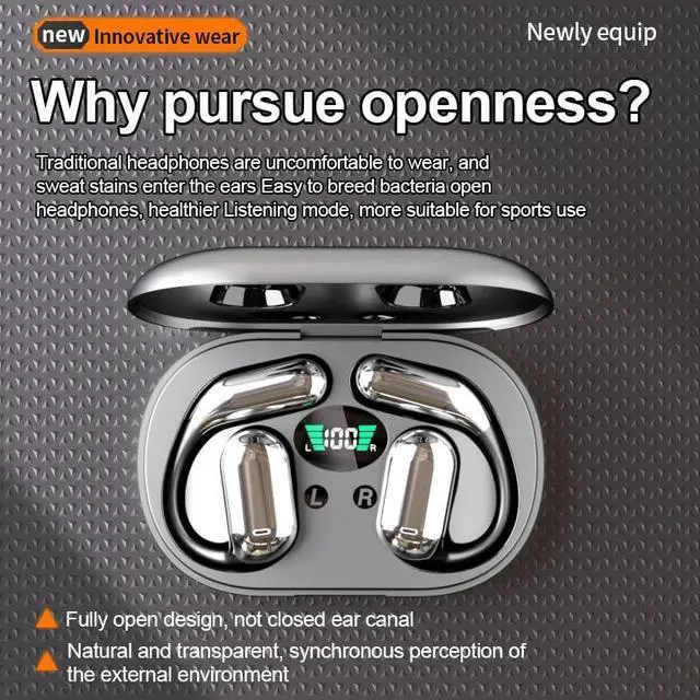 Alt view image 5 of 5 - Q16 Open-Ear Wireless Earbuds | Bluetooth 5.3 Headphones with Secure Ear Hook | Panoramic Sound, Noise Cancelling Mic, 40H Playtime | Fast Charging, IPX5 Waterproof, Sports Earphones | White
