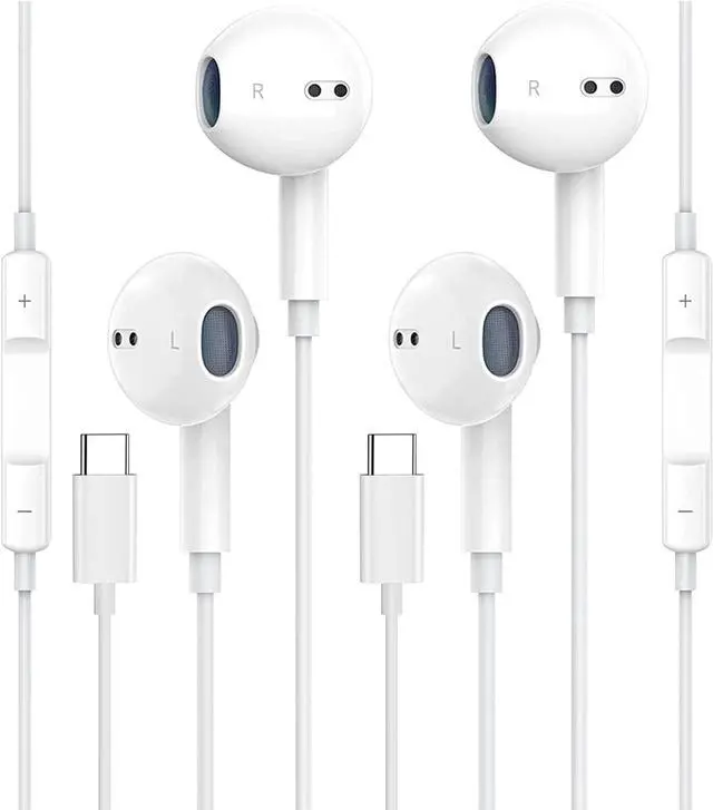 Main image of 2 Pack USB C Headphones for iPhone 16/15 Earbuds USB C Wired Earphones with Mic & Remote Control Noise Cancelling for iPhone 16 pro, iPad Pro, Galaxy S23/S22/S21/S20/Ultra Note 10/20, Pixel 7/6/6a