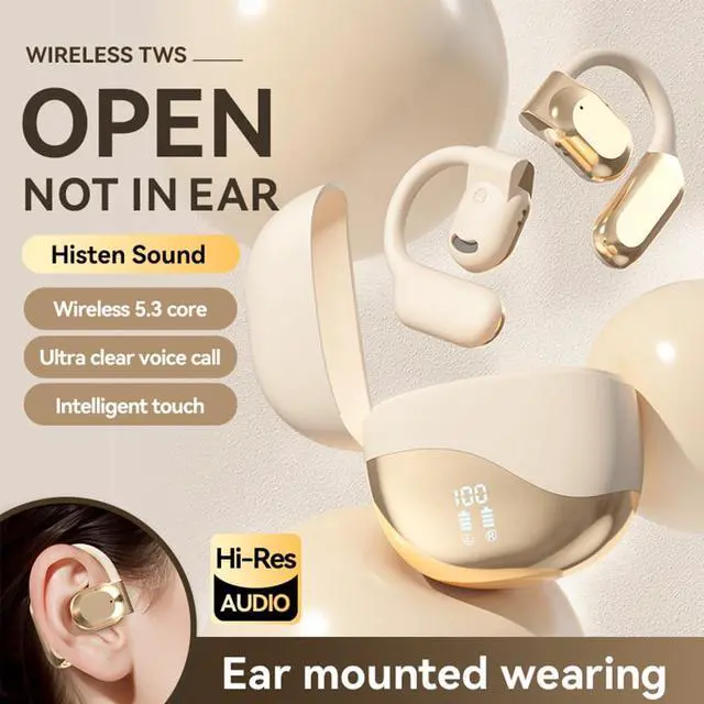 Alt view image 2 of 5 - Open Ear Earbuds Bluetooth Over Ear buds 58Hrs Playtime Wireless Headphones with Earhooks Waterproof Touch Control Air Conduction Sport Headsets Bluetooth 5.3 Earphones for Workout Running OFF WHITE