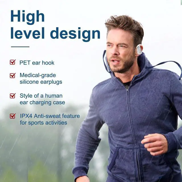 Alt view image 2 of 5 - Ball Ear Hook Bluetooth 5.3 In-Ear Wireless Earphones, Deep Bass, Waterproof and Sweatproof, Ear-Hanging Earphones for Gamers/Runners/Fitness/Sports, with Charging Case, Compatible with Android / iOS