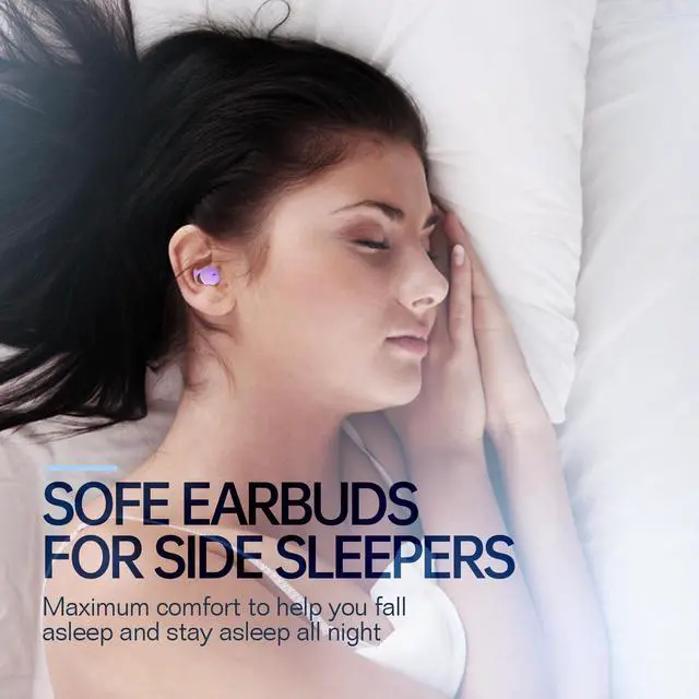Alt view image 2 of 5 - Piegricdiat Invisible Sleep Headphones, Sleep Earbuds for Side Sleepers, Mini Noise Blocking Sleep Earphones, Bluetooth 5.3 Wireless Earbuds for Sleeping, Working, Purple