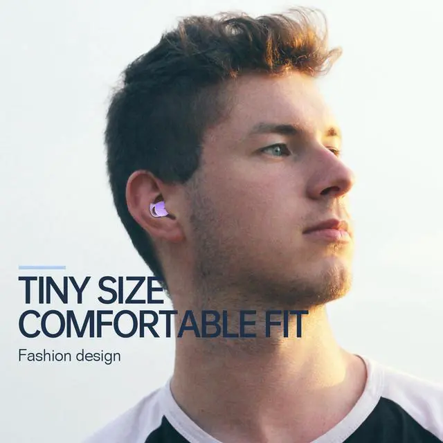 Alt view image 5 of 5 - Piegricdiat Invisible Sleep Headphones, Sleep Earbuds for Side Sleepers, Mini Noise Blocking Sleep Earphones, Bluetooth 5.3 Wireless Earbuds for Sleeping, Working, Purple