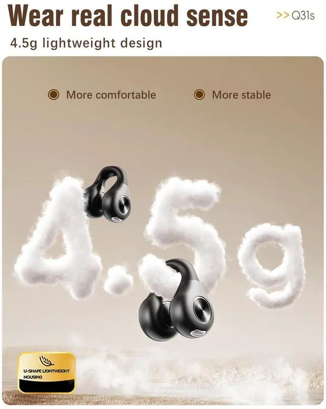 Alt view image 4 of 5 - Piegricdiat Open Ear Headphones, Clip On Earbuds Mini Air Conduction Headphones IPX6 Waterproof Bluetooth Earbuds, Bluetooth 5.3 Ear Clip Earphones for Running Walking, Workout