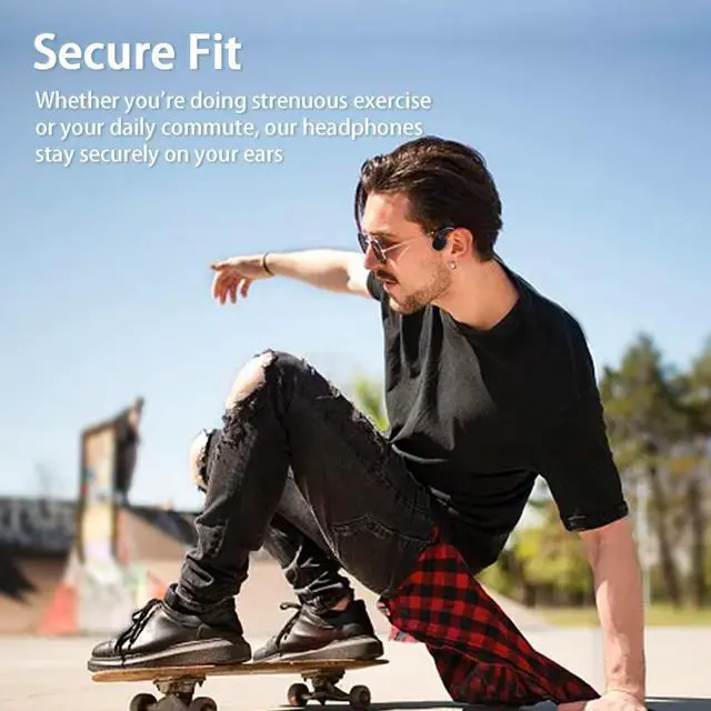 Alt view image 4 of 5 - Quidnuran Bone Conduction Headphones Swimming Headphones Bone Conduction Wireless Earbuds Waterproof Headphone for Swimming Music Player Built-in 32G Memory Open Ear Sports Earphone Orange