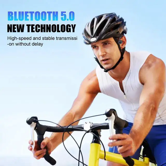 Alt view image 3 of 5 - Bone Conduction Headphones Bone Conduction Wireless Earbuds Swimming Headphones Open Ear Headphones Underwater Headphones For Swimming Built-In Mic Sports Headset With 16G Memory Swimming blue