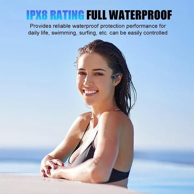 Alt view image 5 of 5 - Bone Conduction Headphones Bone Conduction Wireless Earbuds Swimming Headphones Open Ear Headphones Underwater Headphones For Swimming Built-In Mic Sports Headset With 16G Memory Swimming blue