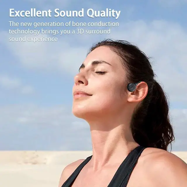 Alt view image 4 of 5 - Bone Conduction Headphones Bluetooth Swimming Headphones Headphones Bluetooth 5.3 Bone Conduction Earbuds Open Ear Headphones Built-In Mp3 Player 32G Memory Sports Headphones for Swimming grey, Gray
