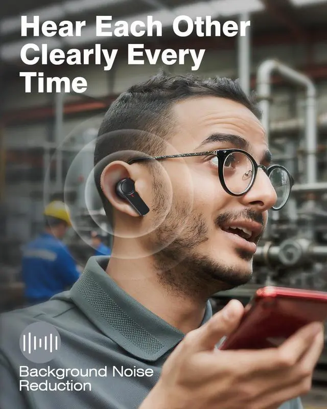 Alt view image 4 of 5 - Qozybuds 29dB SNR Mic Wireless Earbuds Bluetooth 5.4, 70H Playtime Military IPX6 Waterproof Headphones, 66ft Range Sport Earphones for Construction Running Gym