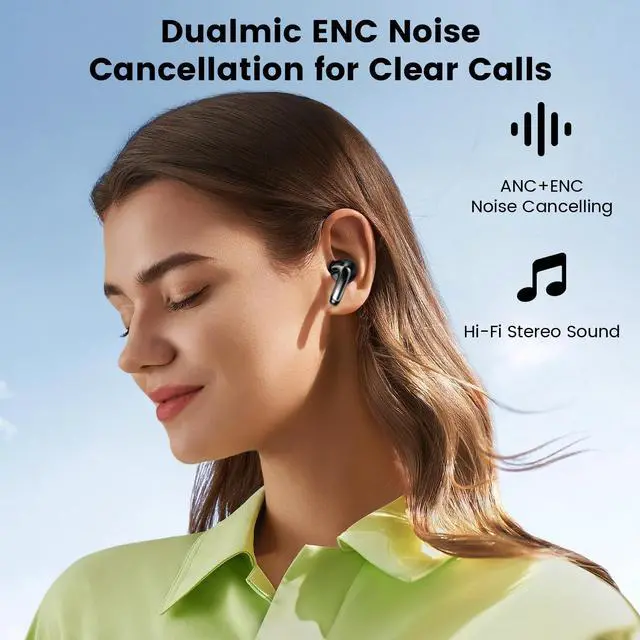 Alt view image 4 of 5 - Wireless Earbuds Bluetooth 5.3 Headphones Headphones Bass Stereo, 48Hrs Playback Ear Buds with LED Display IPX7 Waterproof in-Ear Earphones with Mic for Phone Tablet Laptop