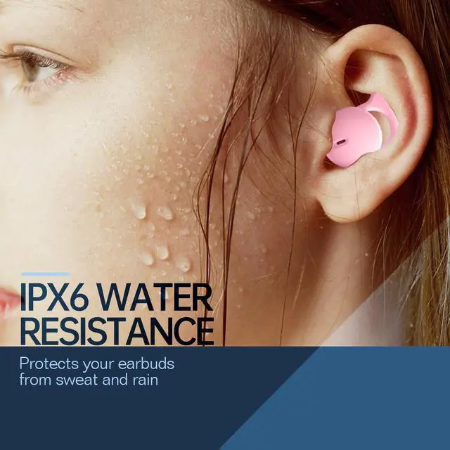 Alt view image 5 of 5 - Piegricdiat Invisible Sleep Headphones, Sleep Earbuds for Side Sleepers, Mini Noise Blocking Sleep Earphones, Bluetooth 5.3 Hidden Earbuds for Work, Ear Buds Sleeping, Pink