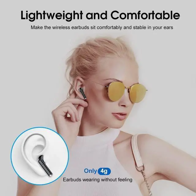Alt view image 5 of 5 - OYIB Wireless Earbuds, Bluetooth 5.3 Earphones with 4-Mics Clear Call, ENC Noise Cancelling Mic, Bluetooth Ear Buds Touch Control Stereo Sound, LED Display, Waterproof Running Headphones for Workout