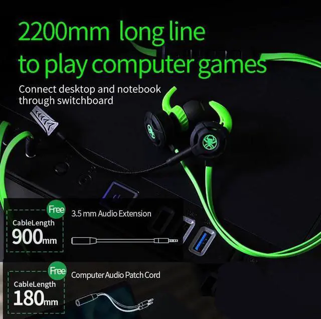 Alt view image 2 of 5 - PLEXTONE G30 Wired Gaming Earphone for Computer with Adjustable Microphone in-Ear Earbuds Stereo Bass Headset