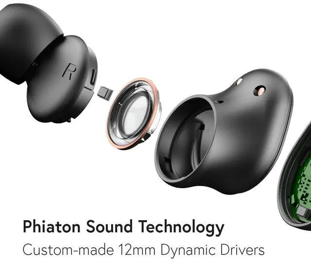 Alt view image 3 of 5 - Phiaton Bonobuds True Wireless Earbuds Noise Cancelling Bluetooth Earbuds. Ambient Mode Headphones with Touch Controls. 20 Hr Battery and Quick Charge