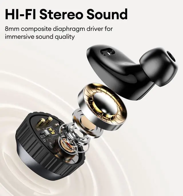 Alt view image 3 of 5 - PAXA Wireless Earbuds with Touch Screen Headphones Bluetooth 5.4 Ear Bud IPX4 Light Weight in Ear Earbuds Comfortable Fit Deep Bass Stereo 5 EQ Modes ENC Clear Call for Android/iOS(Black)