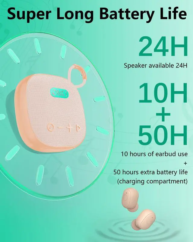 Alt view image 4 of 5 - ONES MusPlay Wireless Speaker with Earbuds 2-in-1, Hi-Res Audio, Smart [ Bluetooth/AUX / MP3 ] [ Game/Music Mode ] [ 24 Hrs Speaker / 60 Hrs Earbud Ultra-Long Playback ] Portable Compact