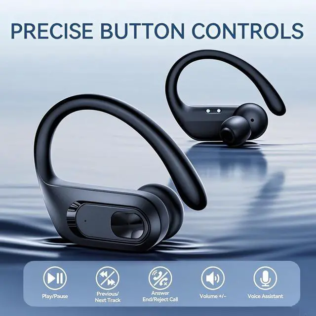 Alt view image 4 of 5 - OCC Sport Bluetooth Earbuds Headphones with Earhooks Mirophone in-Ear Headset (Matte Black)