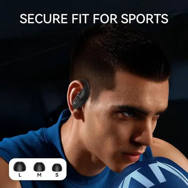 Alt view image 5 of 5 - OCC Sport Bluetooth Earbuds Headphones with Earhooks Mirophone in-Ear Headset (Matte Black)