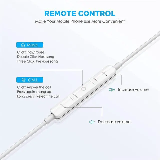 Alt view image 3 of 5 - 2 Pack-USB C Headphones for iPhone 15 Earbuds USB C Wired Earphones with Mic & Remote Control Noise Cancelling for iPhone 16 pro, iPad Pro, Galaxy S23/S22/S21/S20/Ultra Note 10/20, Pixel 7/6/6a/5/4
