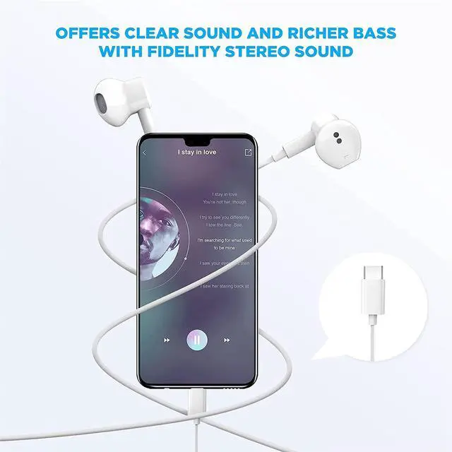 Alt view image 4 of 5 - 2 Pack-USB C Headphones for iPhone 15 Earbuds USB C Wired Earphones with Mic & Remote Control Noise Cancelling for iPhone 16 pro, iPad Pro, Galaxy S23/S22/S21/S20/Ultra Note 10/20, Pixel 7/6/6a/5/4