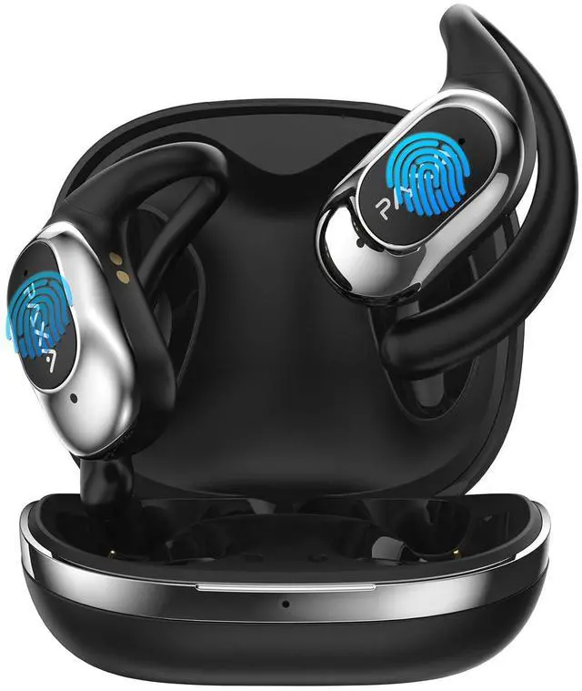 Main image of PAXA Open Ear Headphones Bluetooth 5.4 Wireless Earbuds with Earhooks 13Mm Speaker Over The Ear Earbuds 60H Playback Dual Mic Clear Call Sweat-Proof Workout Earbuds for Sport Fitness(Black)