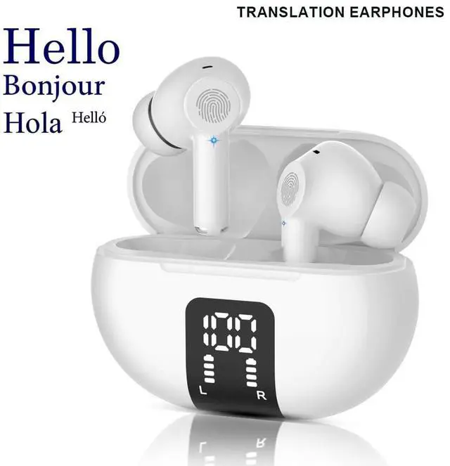 Alt view image 3 of 5 - AI Translation Earbuds Two Way Real-time Translator Earbuds in 144 Languages 3-in-1 Voice Translator in Ear Earbuds with APP Instant Voice Translation for Travel Business and Learning(White)