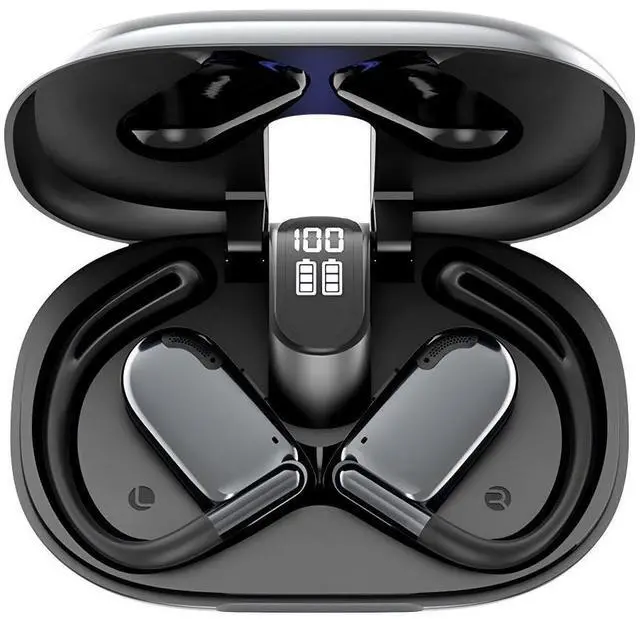 Main image of NEOQOQO Open Ear Headphones, 0.28oz Lightweight Next-Gen Bluetooth 5.4 Air Conduction Wireless Earbuds w/Extra Bass, 48H Playtime, 3 EQ Modes, ENC Mic, IPX5, Snug Fit for Workout Running Black