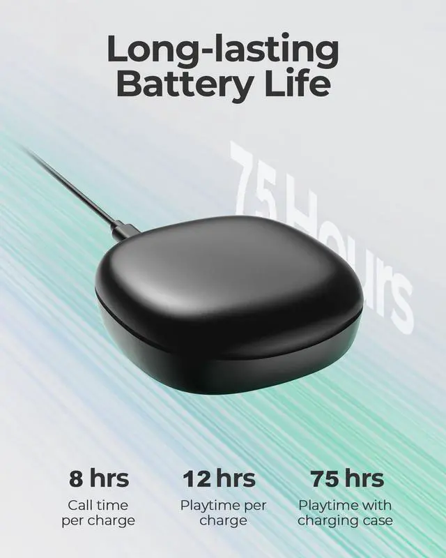 Alt view image 4 of 5 - Mythsound Open Ear Headphones, Bluetooth 5.3 Wireless Earbuds with Earhooks, 75 Hours Playtime, Fast Charging, Sweat Resistant, Digital Display Charging Case for Music, Game, Sport(Black)