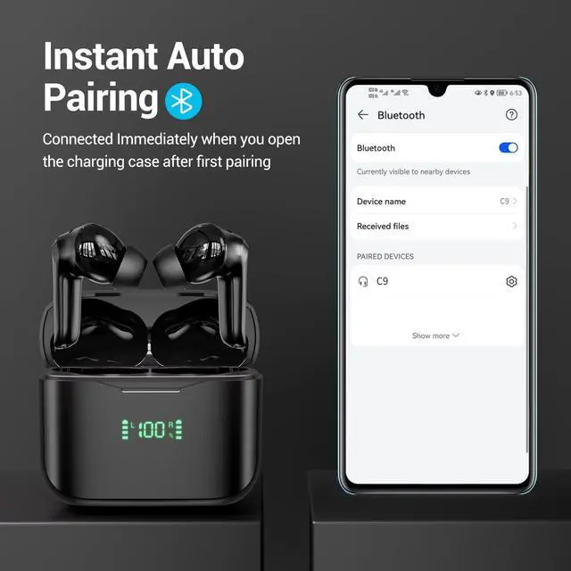 Alt view image 2 of 5 - Ear buds Noise Cancelling Wireless Bluetooth Earbuds with 4 Micro 80H Long Playtime IPX7 Waterproof HiFi Stereo Bluetooth 5.3 Headphone Wireless Earbuds for Android iOS Cell Phone/Computer /Laptop