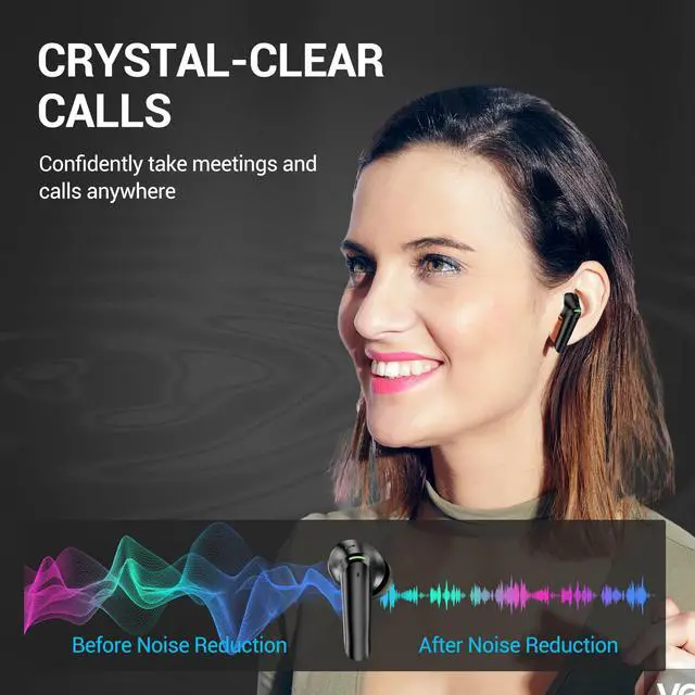 Alt view image 5 of 5 - Ear buds Noise Cancelling Wireless Bluetooth Earbuds with 4 Micro 80H Long Playtime IPX7 Waterproof HiFi Stereo Bluetooth 5.3 Headphone Wireless Earbuds for Android iOS Cell Phone/Computer /Laptop