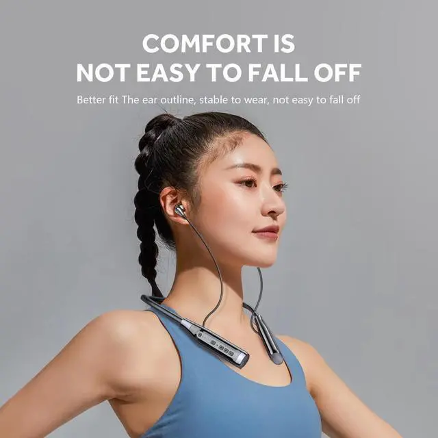 Alt view image 5 of 5 - MOCANIO Neckband Bluetooth Headphones 100H Playtime IPX6 Waterproof Earbuds Magnetic in-Ear Wireless Earbuds Deep Bass Headset Wireless Stereo Neckband with Microphone for Sports/Workout/Office
