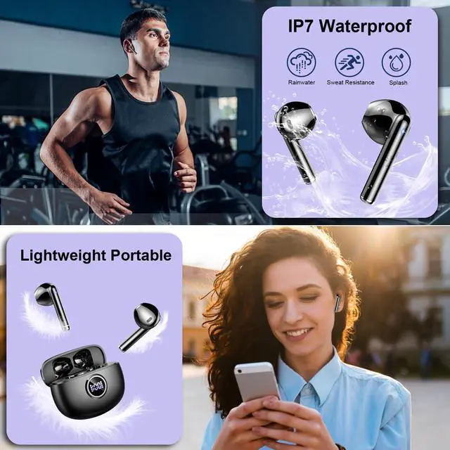 Alt view image 5 of 5 - Wireless Earbuds, 2024 Bluetooth 5.3 Headphones HiFi (Modern, Dark Grey)