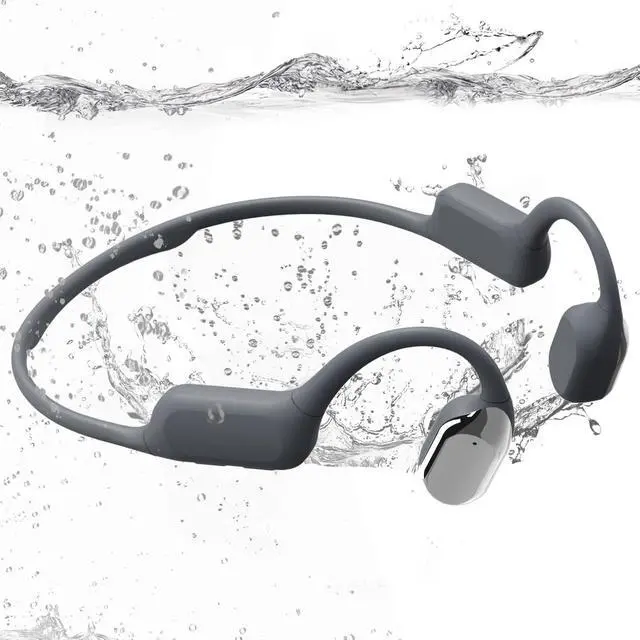 Main image of MARLALL Swimming Bone Conduction Headphones with Night Safety Light, IP68 Waterproof MP3 Mode Underwater Swimming Headphone, Wireless Sport Open Earphones Bluetooth 5.4 Earbuds,Chrome Silver