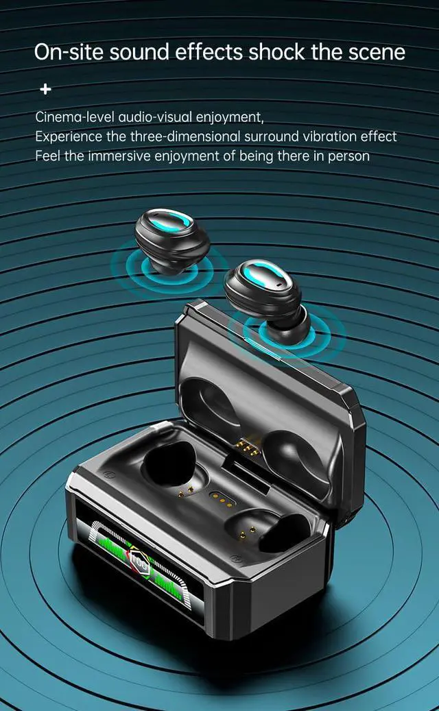 Alt view image 2 of 5 - Mapleboom Wireless Earbuds Headphones with Wireless Charging Case LED Power Display Deep Bass Ear Buds Waterproof Earphones Microphone Stereo Headset for TV Phone Laptop