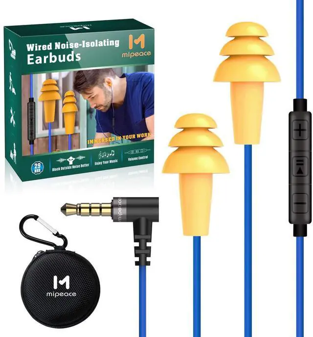Main image of MIPEACE Work Earbuds Headphones,Safety Industrial Ear Plugs Headphones with mic and Volume Control- Noise Reduction Earphones for Work Construction