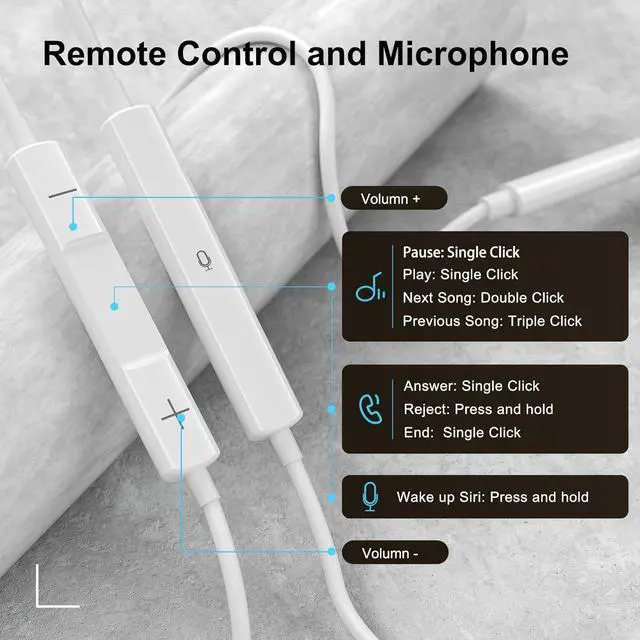 Alt view image 3 of 5 - 2Pack Wired Earphones for iPhone Earbuds with Lightning Connector(Built-in Mic & Volume Control)[Official Certified] Headphones Compatible iPhone 14/13/12/SE/11/XR/XS/X/7/7Plus/8/8Plus, Bluet00th-free