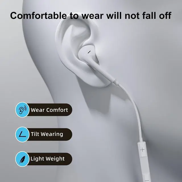 Alt view image 5 of 5 - 2Pack Wired Earphones for iPhone Earbuds with Lightning Connector(Built-in Mic & Volume Control)[Official Certified] Headphones Compatible iPhone 14/13/12/SE/11/XR/XS/X/7/7Plus/8/8Plus, Bluet00th-free