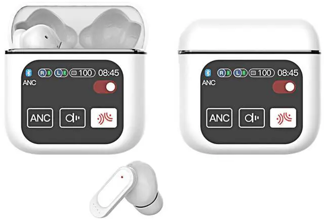 Main image of MEIMI Wireless Earbuds Bluetooth 5.4 Headphones with LED Touch Screen 50H Playtime Bass Stereo Ear Buds with Mic IPX5 Waterproof in Ear Earphones for Pad Tablet Laptop Android/iOS Phones (White)