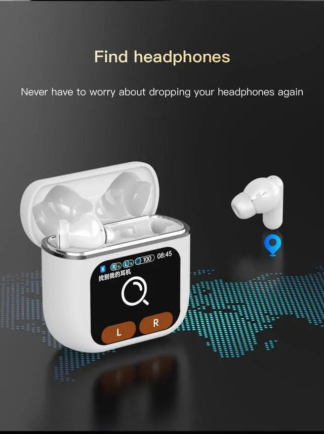 Alt view image 2 of 5 - MEIMI Wireless Earbuds Bluetooth 5.4 Headphones with LED Touch Screen 50H Playtime Bass Stereo Ear Buds with Mic IPX5 Waterproof in Ear Earphones for Pad Tablet Laptop Android/iOS Phones (White)