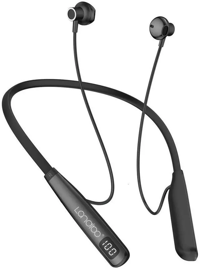 Main image of Around the neck headphone, the new Bluetooth 5.4 playtime up to 100 hours LED battery display, with microphone neckband bluetooth headphones, neck headphones semi-in-ear noise cancelling IPX7 (Black)