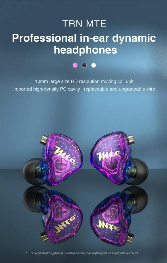 Alt view image 2 of 5 - KYUHEEO TRN MTE in Ear Monitor Earbuds 10mm Dynamic Driver Headphones Earphones Wired in Ear Buds 3.5MM Jack with Removable 2Pin Cable for Singers Band Audiophile(Purple,Without Mic)