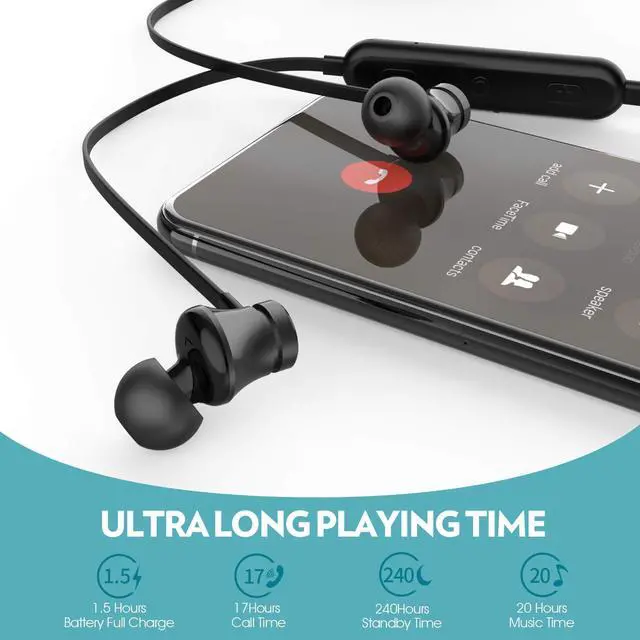 Alt view image 3 of 5 - KLOKOL Bluetooth Headphones Neckband 20Hrs Playtime V5.0 Wireless Headset Sport Noise Cancelling Earbuds w/Mic for Gym Running Compatible with iPhone Samsung Android