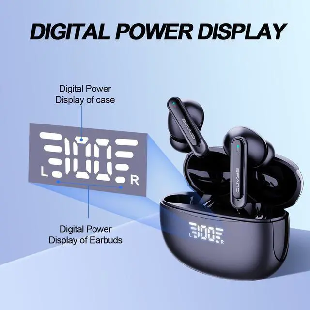 Alt view image 2 of 5 - Kudusgot Wireless Bluetooth Headphones, IPX7 Waterproof Earbuds with 45H Playtime, Deep Bass Noise Cancelling Earphones, Secure Fit for Running/Gym, USB-C Fast Charging, Built-in Mic (Black)