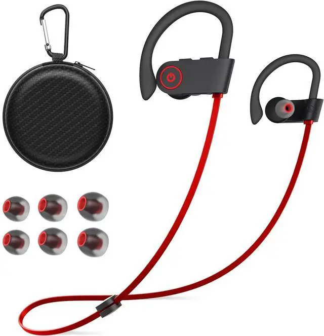 Main image of JOYWISE Bluetooth Headphones Wireless Earbuds 16H Playtime Wireless Headphones IPX7 Waterproof Bluetooth 5.3 Running Ear Buds with Mic Stereo in Ear Earphones Sound Isolation for Workout, Sports Red