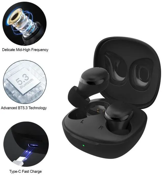 Alt view image 2 of 5 - Kamon K11 Wireless Earbuds with Wireless Charging Case, Bluetooth 5.3, Touch Control Waterproof, in Ear Stereo Headphones Built in Mic Headset Premium Sound for iPhone 14, 13, Samsung, Sport (Black)