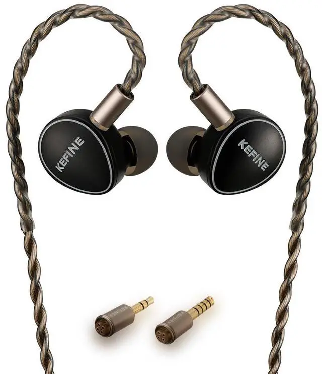 Main image of Syeindunce KEFINE Quatio Hybrid IEM Earphones, 2DD+2BA In-Ear Monitors, HiFi Wired Earbuds with Replaceable Tuning Nozzles, CNC Aluminum Housing, 3.5/4.4mm Interchangeable Plugs for Audiophile (Black)