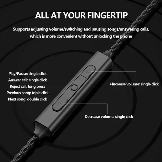 Alt view image 4 of 5 - HJ822 In-Ear Monitor, HiFi Headphones with Dual Magnetic Dynamic Driver, IEM Earphones Gaming Earbuds with Volume Control Bass Stereo Noise Isolating, 3.5mm Tangle-Free Cord (Without mic)