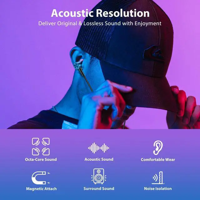 Alt view image 2 of 5 - Jiunai 2 Pack USB C Earbuds, Wired Headphone with USB C Plug in Ear Magnetic Stereo Remote Control Corded Type C Earphones for Samsung Galaxy S24 Ultra S24+ Plus iPad Pro M4 Purple & Silver