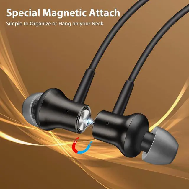 Alt view image 4 of 5 - Jiunai 2 Pack USB C Headphones, Wired Earbuds with USB C Plug in Ear Magnetic Stereo Remote Control Corded Type C Earphones for Samsung Galaxy S24 Ultra S24+ Plus iPad 15 Pro Max Gun Metal & Silver