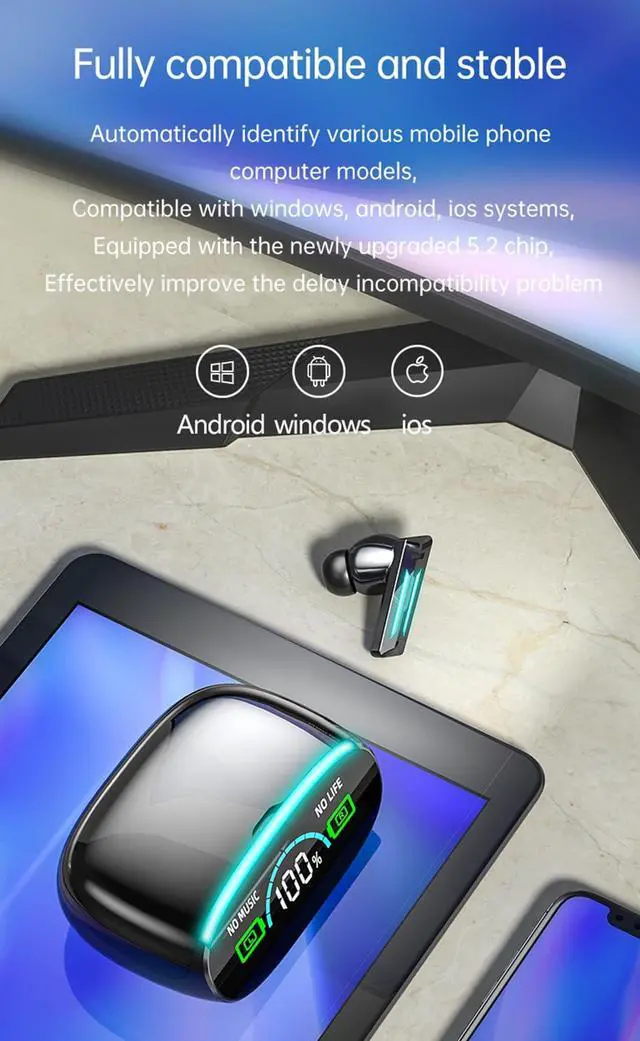 Alt view image 5 of 5 - True Wireless Earbuds, 2024 Bluetooth Headphones 5.3 Earbuds, Waterproof Touch Control Ear Buds in-Ear Built-in Mic, with LED Power Display, IP7 Waterproof Earphones Sport Headset - Model 32